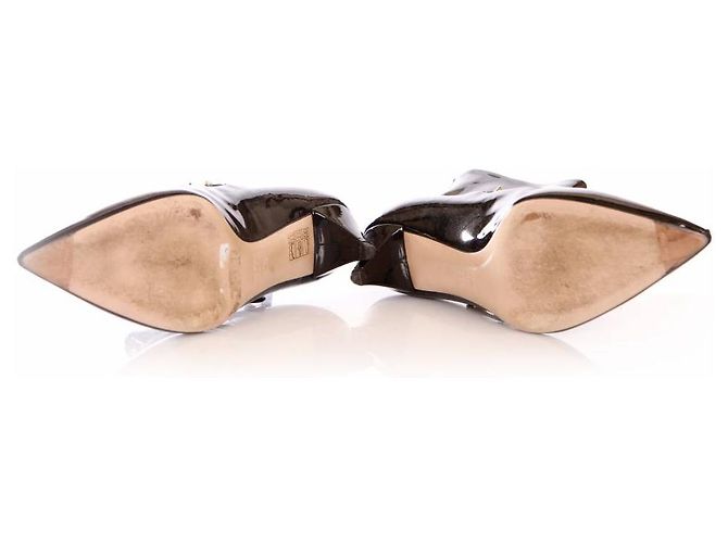 miu miu, stivaletti in vernice nera con borchie. Nero - vista 6