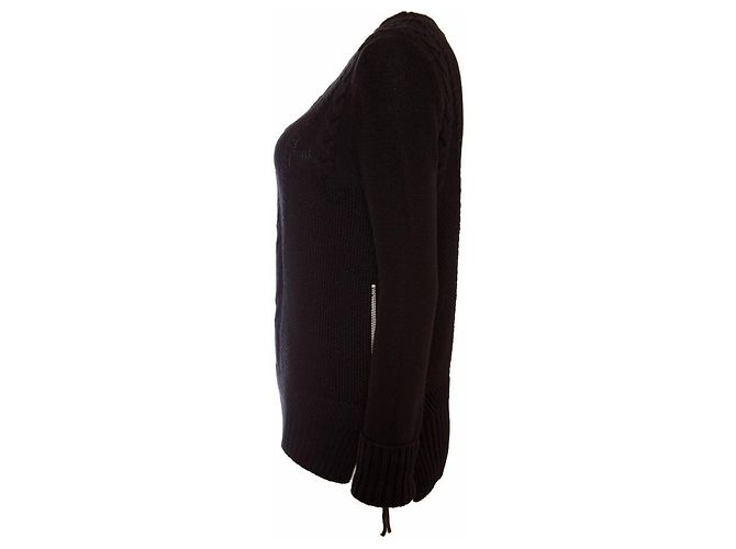 The Kooples DIE KOOPLES, schwarzer Pullover mit Zopfmuster. - Ansicht 2