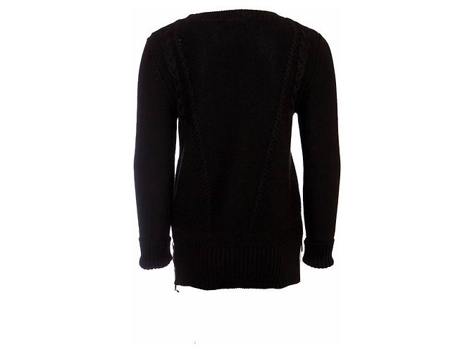 The Kooples DIE KOOPLES, schwarzer Pullover mit Zopfmuster. - Ansicht 3