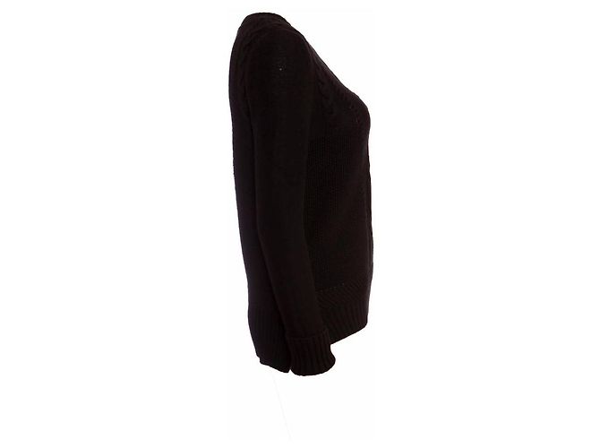 The Kooples DIE KOOPLES, schwarzer Pullover mit Zopfmuster. - Ansicht 4