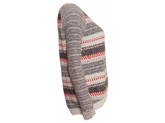 Maje, Nicht-gerade weiss/Schwarze Farbe/roter Pullover mit Lurex in Größe 2/M. Mehrfarben - Ansicht 2