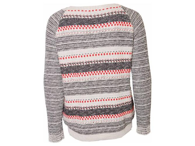 Maje, Nicht-gerade weiss/Schwarze Farbe/roter Pullover mit Lurex in Größe 2/M. Mehrfarben - Ansicht 3