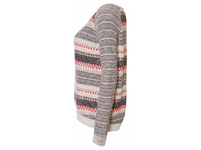 Maje, Nicht-gerade weiss/Schwarze Farbe/roter Pullover mit Lurex in Größe 2/M. Mehrfarben - Ansicht 4