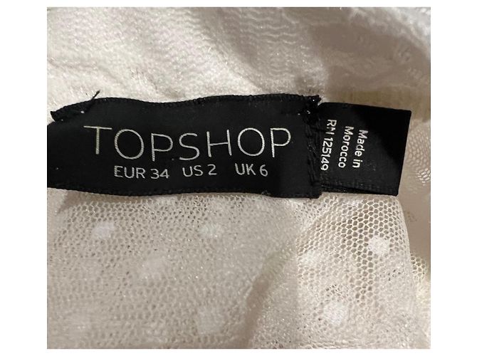 Topshop Kleid aus Spitze mit Rüschen Ecru Größe 34 Roh - Ansicht 4