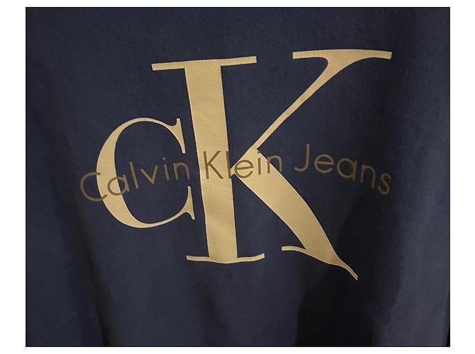 Sudadera Calvin Klein de algodón azul con logo - vista 3