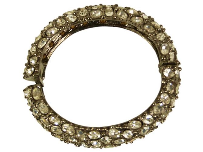 KENNETH JAY LANE Bracciale cabochon da donna con cerniera larga in cristallo trasparente e strass - vista 6