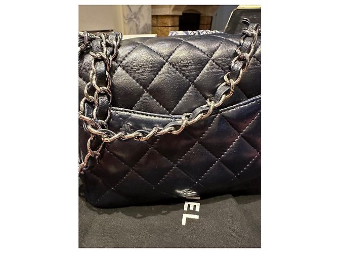 Timeless Borsa Chanel blu in pelle d'agnello - vista 3