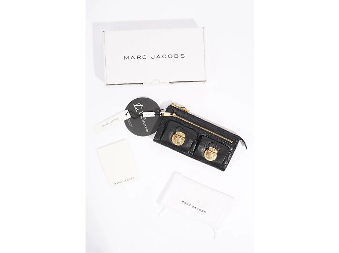 Marc Jacobs Reißverschluss-Clutch-Geldbörse aus schwarzem Leder - Ansicht 13