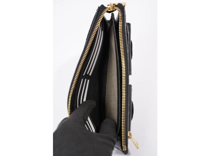 Marc Jacobs Reißverschluss-Clutch-Geldbörse aus schwarzem Leder - Ansicht 14