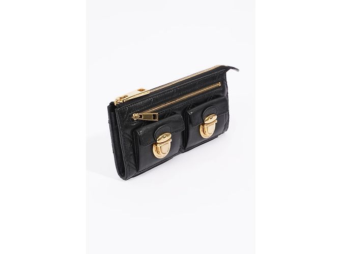 Marc Jacobs Reißverschluss-Clutch-Geldbörse aus schwarzem Leder - Ansicht 8