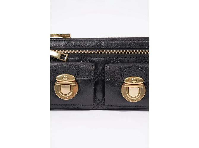 Marc Jacobs Reißverschluss-Clutch-Geldbörse aus schwarzem Leder - Ansicht 9