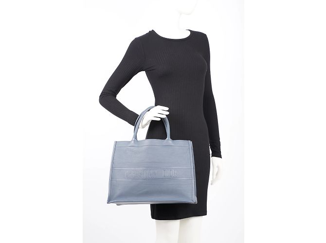 Borsa per libri in pelle da donna Christian Dior blu scuro media - vista 2