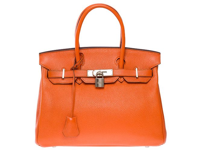Hermès Sac HERMES Birkin 30 en Cuir Orange - 101246 - vue 2