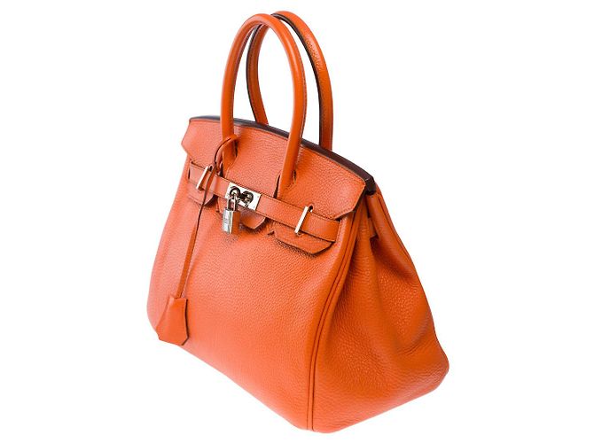 Hermès Sac HERMES Birkin 30 en Cuir Orange - 101246 - vue 4