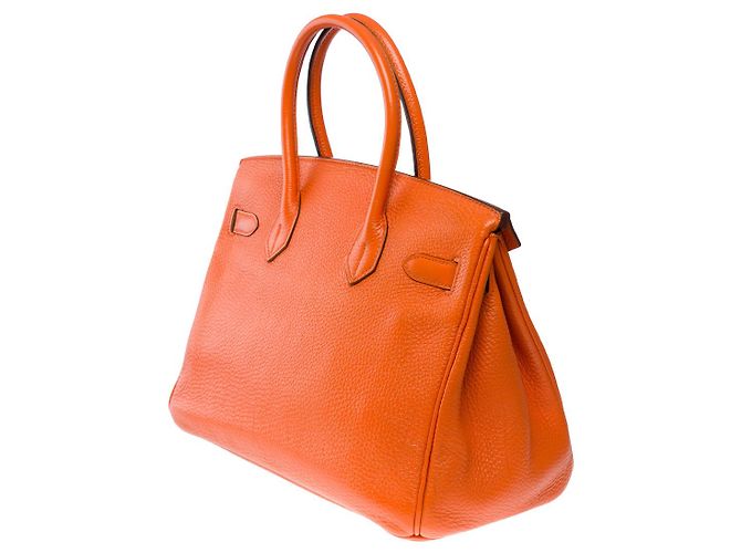 Hermès Sac HERMES Birkin 30 en Cuir Orange - 101246 - vue 5