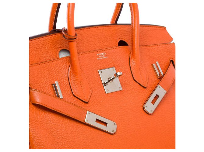 Hermès Sac HERMES Birkin 30 en Cuir Orange - 101246 - vue 6