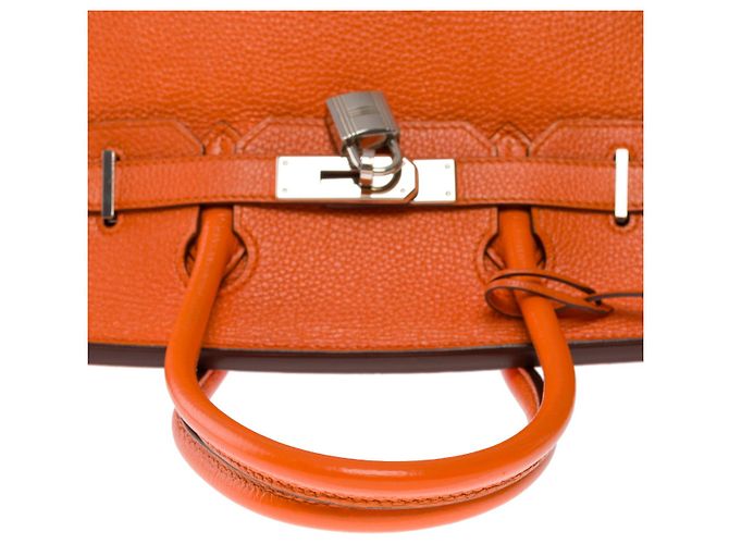 Hermès Sac HERMES Birkin 30 en Cuir Orange - 101246 - vue 9