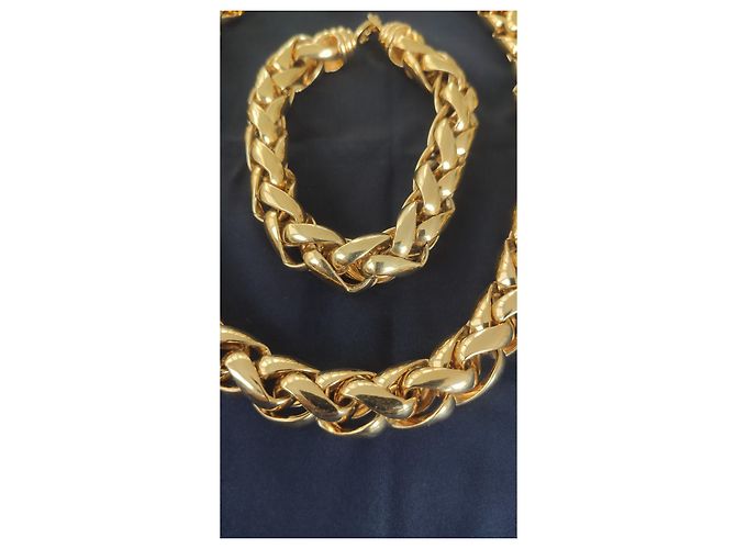 Set Christian Dior Collana e Bracciale a Catena Palma Oro D'oro - vista 7