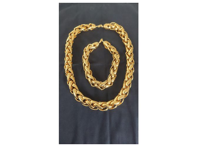 Set Christian Dior Collana e Bracciale a Catena Palma Oro D'oro - vista 8
