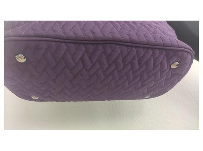 Borsa Prada Viola in Pelle e Tela Porpora - vista 10