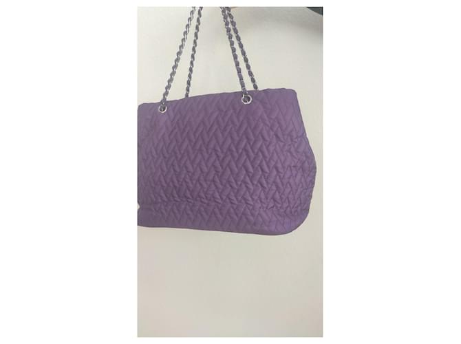 Borsa Prada Viola in Pelle e Tela Porpora - vista 12