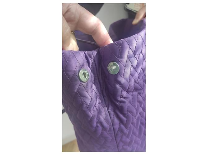 Borsa Prada Viola in Pelle e Tela Porpora - vista 3