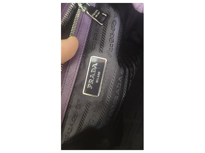 Borsa Prada Viola in Pelle e Tela Porpora - vista 6