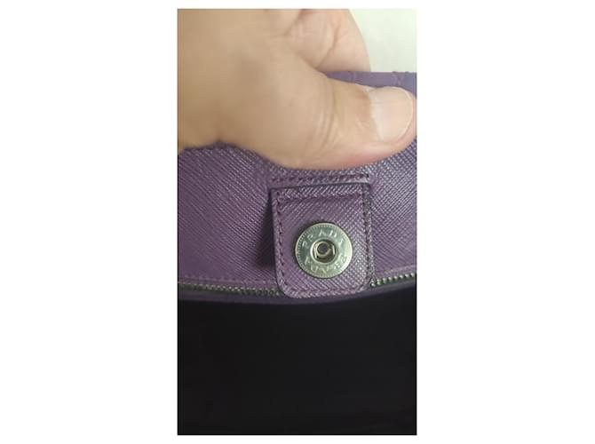 Borsa Prada Viola in Pelle e Tela Porpora - vista 8