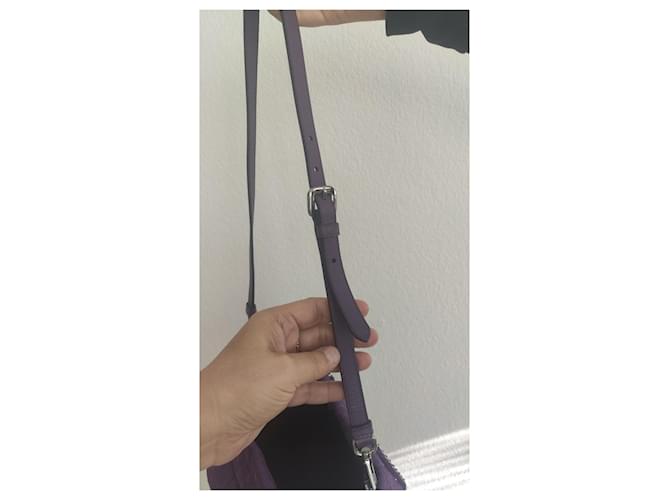 Borsa Prada Viola in Pelle e Tela Porpora - vista 9