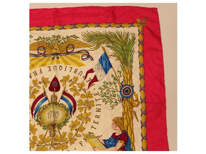 Hermès HERMES CARRE 90 LIBERTE EGALITE FRATERNITE Sciarpa Seta Rosa Aut ar9934 - vista 3