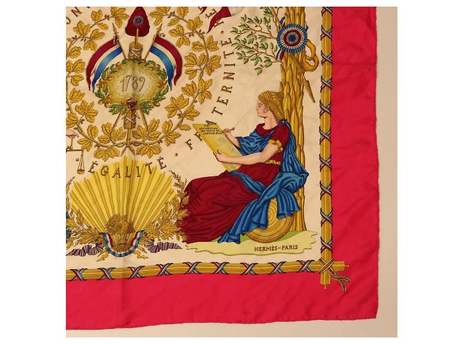 Hermès HERMES CARRE 90 LIBERTE EGALITE FRATERNITE Sciarpa Seta Rosa Aut ar9934 - vista 5
