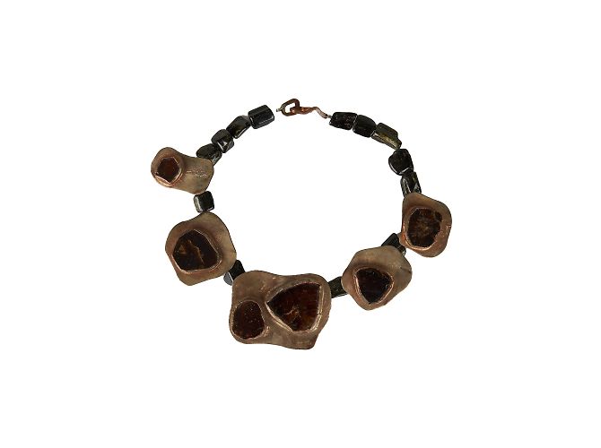 Autre Marque Collezione Privée Collana Antica in Vetro e Metallo Bronzo - vista 2