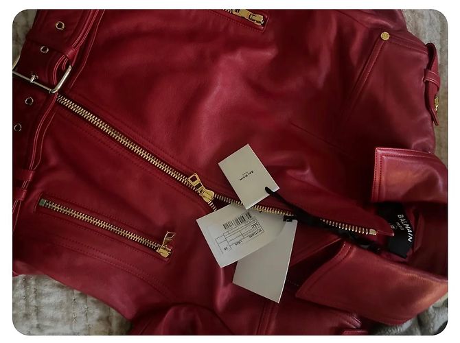 Giacca Balmain in agnello rosso - vista 2