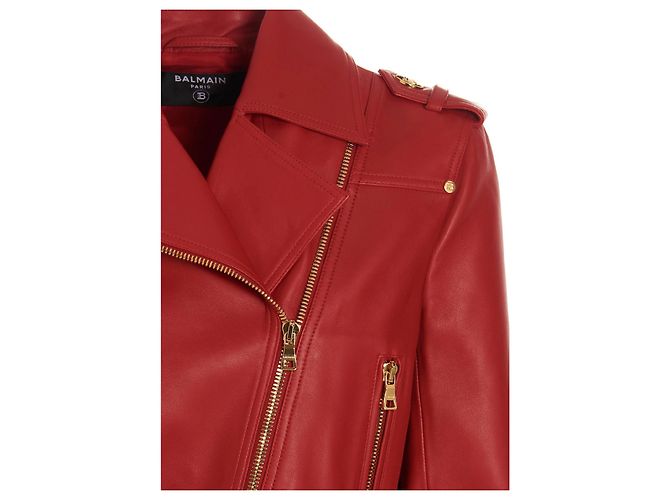 Giacca Balmain in agnello rosso - vista 4