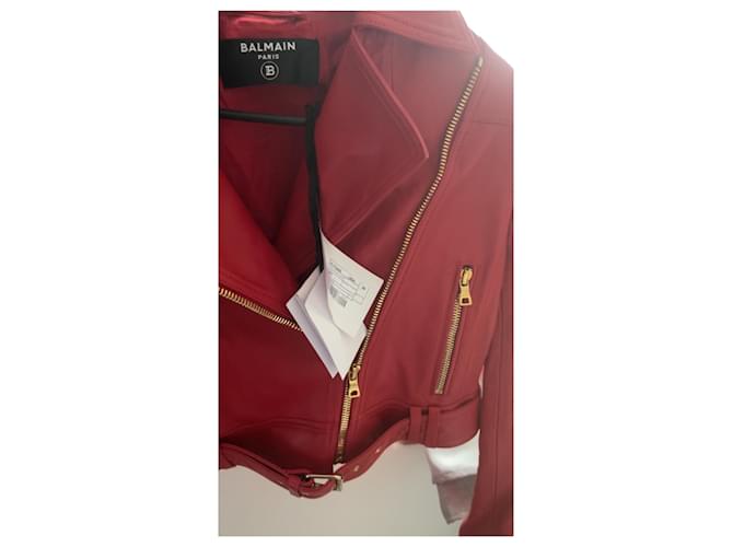 Giacca Balmain in agnello rosso - vista 6
