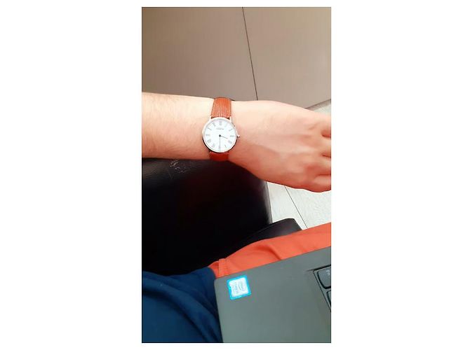 Michel Herbelin Extra Flat Unisex Uhr Stahl Leder Camel Silber Kamel - Ansicht 2