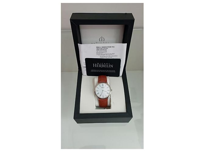 Michel Herbelin Extra Flat Unisex Uhr Stahl Leder Camel Silber Kamel - Ansicht 3