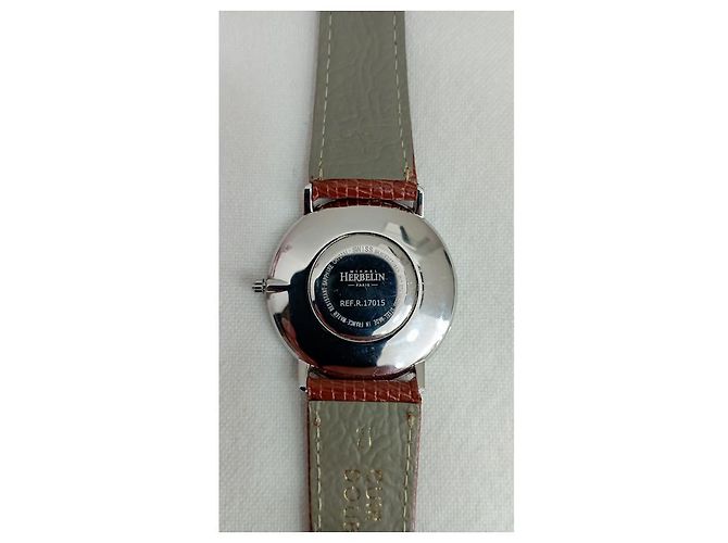 Michel Herbelin Extra Flat Unisex Uhr Stahl Leder Camel Silber Kamel - Ansicht 5