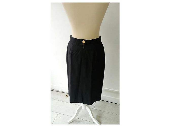 Gonna Yves Saint Laurent in lana nera Nero - vista 5