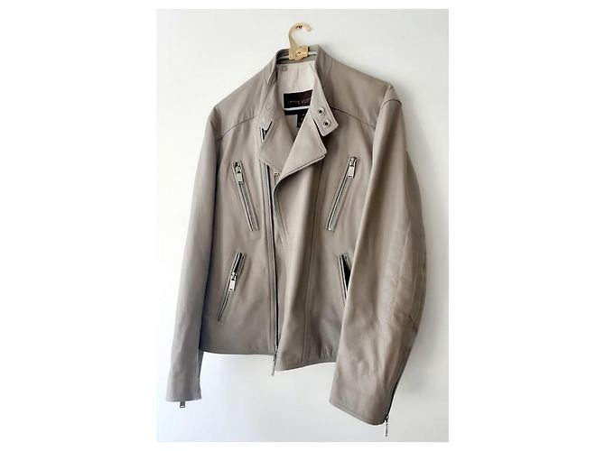 Chaqueta Aviador Louis Vuitton de Cuero Taupe Gris - vista 2
