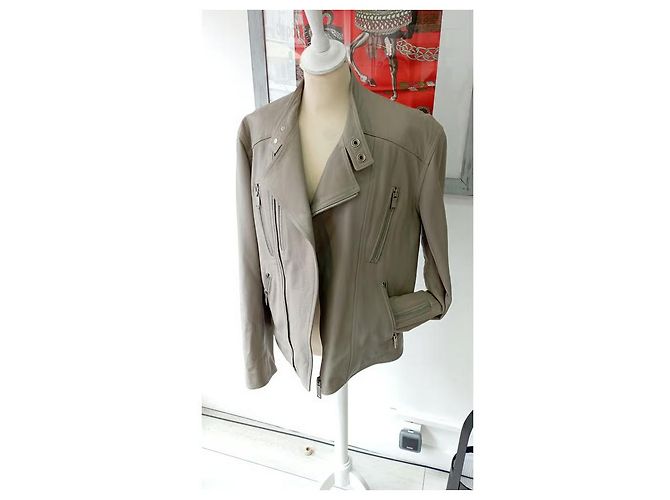 Chaqueta Aviador Louis Vuitton de Cuero Taupe Gris - vista 3