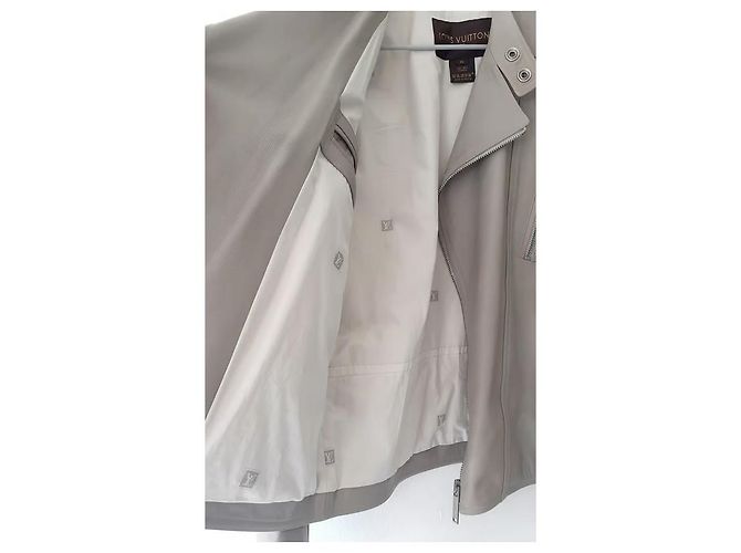 Chaqueta Aviador Louis Vuitton de Cuero Taupe Gris - vista 4