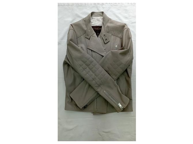 Chaqueta Aviador Louis Vuitton de Cuero Taupe Gris - vista 6