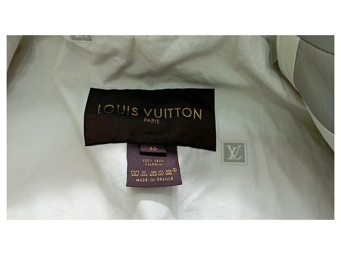 Chaqueta Aviador Louis Vuitton de Cuero Taupe Gris - vista 8