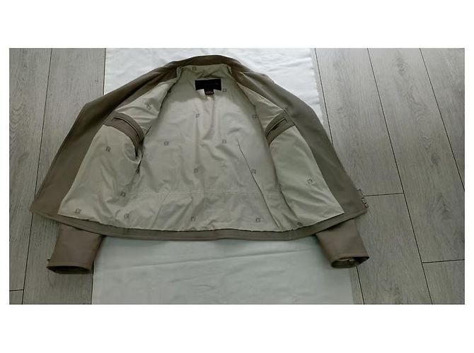 Chaqueta Aviador Louis Vuitton de Cuero Taupe Gris - vista 9