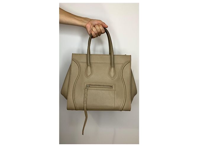 Borsa tote Céline Phantom in pelle beige - vista 13