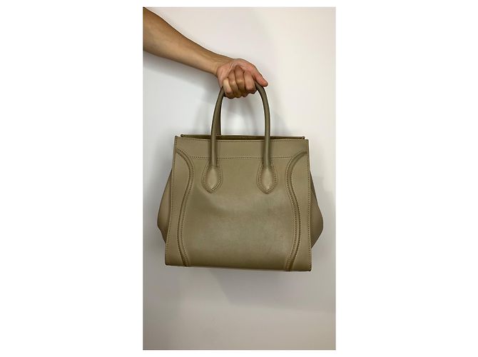 Borsa tote Céline Phantom in pelle beige - vista 14