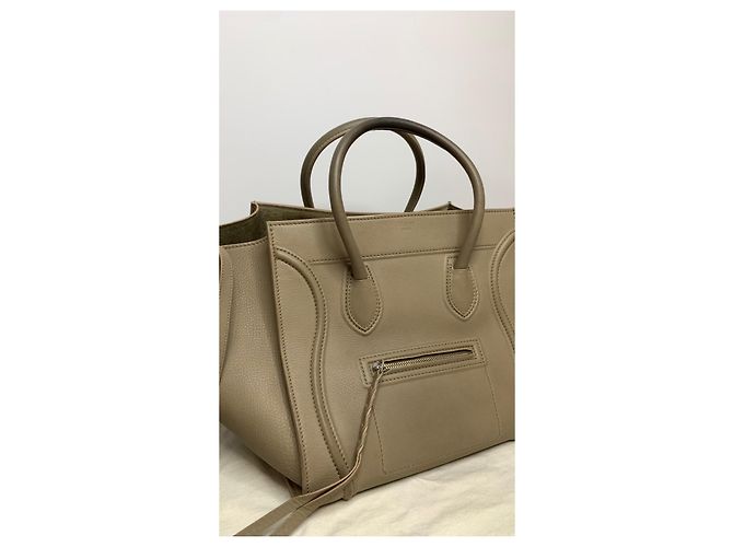Borsa tote Céline Phantom in pelle beige - vista 3