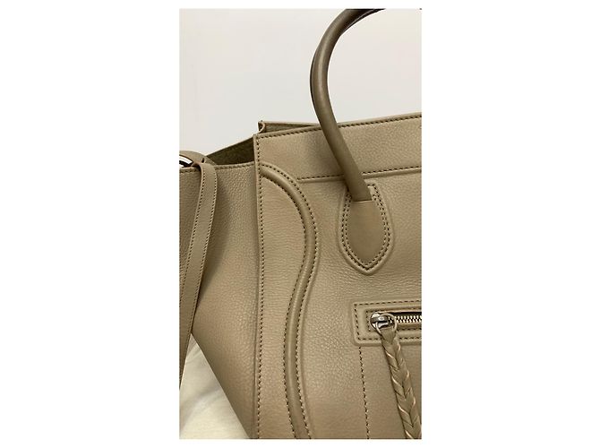 Borsa tote Céline Phantom in pelle beige - vista 4
