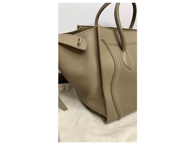 Borsa tote Céline Phantom in pelle beige - vista 5